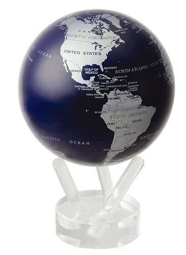 Silver Metalic Blue Rotating Motion Globe MOVA 4.5  