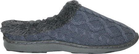 SNOWY CREEK CROCHET SHERPA CABLE KNIT SLIPPERS CHARCOAL GRAY 7 