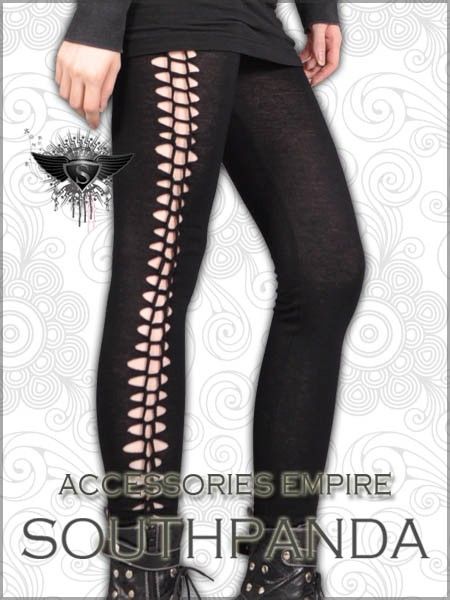 SL166 Black Punk Gothic Tearing Tight Pants Leggings  