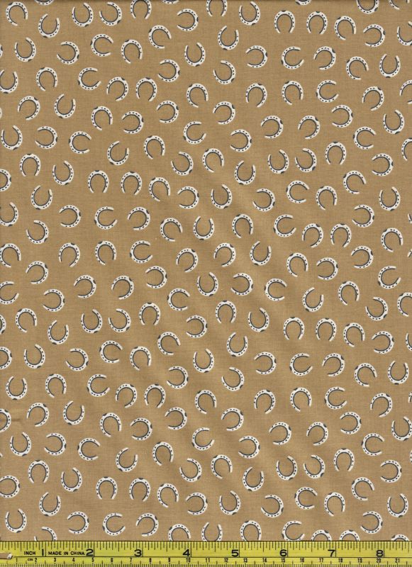 Round Up Tossed Horseshoe Tan Quilt Cotton Fabric  