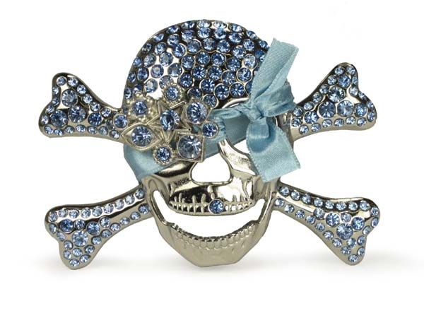 Rhinestone Skull & Crossbones Belt Buckle  