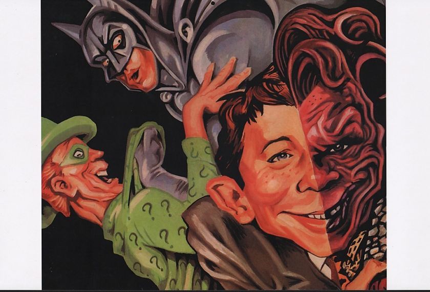 MAD BATMAN POSTER w RIDDLER & ALFRED E NEWMAN TWO FACE  
