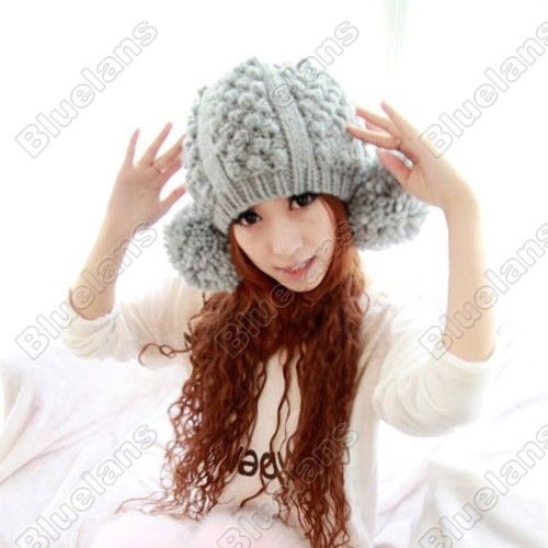 Cute Knitting Wool Winter Warm Women Beanie Beret Hat 2 Nagymaros Ball 