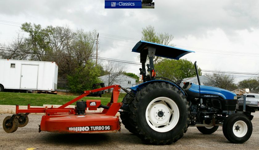 New Holland TN55 Tractor Mower Rhino Turbo 96 Deck 28 FT Gooseneck 