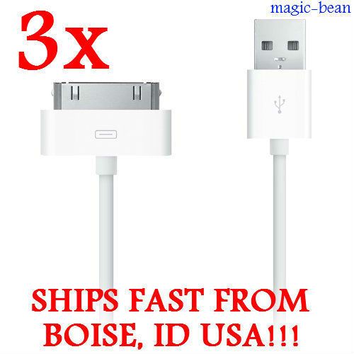 3x Data Sync Cable Charger Cord iPad 2 iPod Touch Nano iPhone 3 3GS 4 