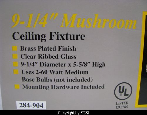   Bay 9 1/4 Mushroom Ceiling Fixture 284 904 ~STSI 046335811034  