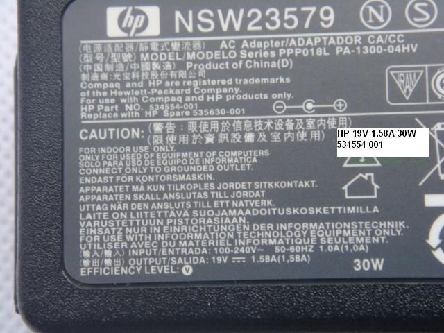 OEM HP/Compaq Mini 110c Series 110c 1001NR 110c 1010SB 30W 1.58a 19v 