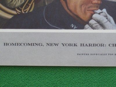 HOMECOMING NEW YORK HARBOR CHRISTMAS 1945 VINTAGE LITHO  