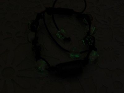 Shamballa Black Bracelet with 10mm Glow in the Dark Beads and Mood 