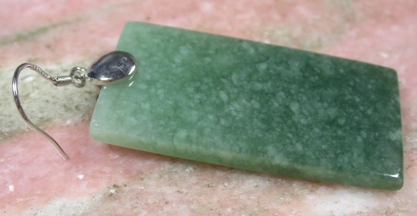 925 Sterling Silver A JADE Jadeite Rectangle Earring 335327  
