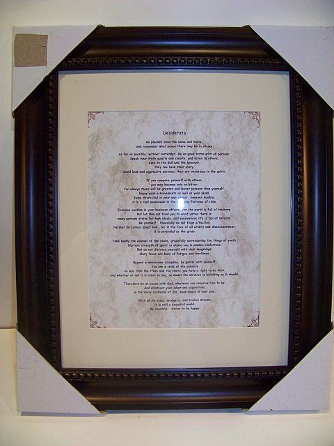 WALL DECOR  Framed INSPIRATIONAL Verse  DESIDERATA  