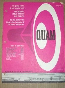 Vtg Quam Nichols Co Catalog~Speakers~Hi Fi/Miniature  