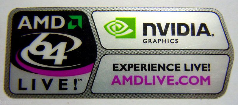 AMD 64 Live / NVIDIA Sticker / Badge 23.5 x 58mm [153]  
