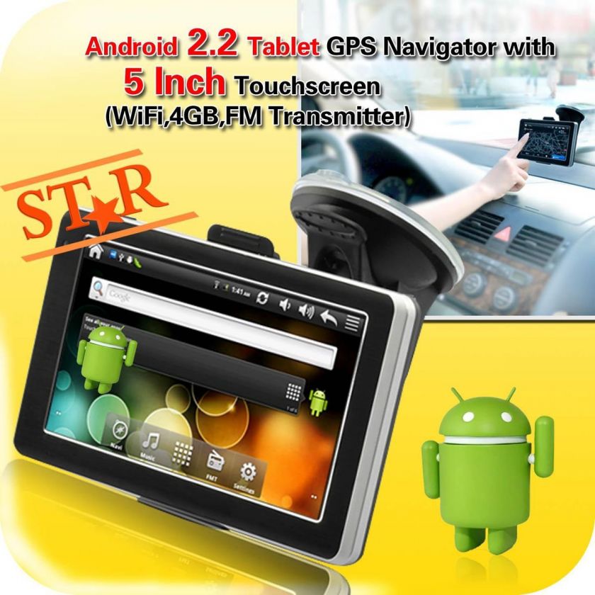 Car GPS Navigator 5 Inch Touchscreen Android 2.2 Tablet PC WiFi FM 4GB 