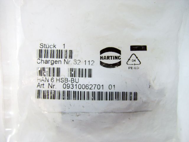 Harting HAN 6 HSB BU 6 Pin Socket Connector HAN6HSBBU  