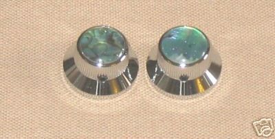 CustomAx Abalone Guitar Knob Set   Top Hat   Chrome  