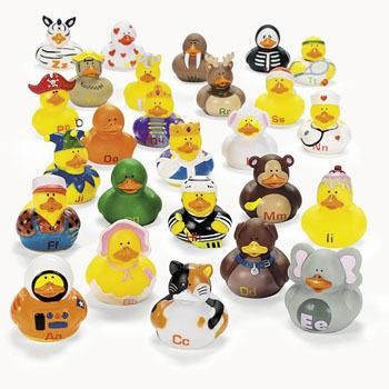 26 Cute ABCs ALPHABET RUBBER DUCKS Kids Learning Ducky Aid Toys 