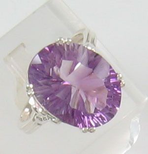 16X12 OVAL NATURAL AMETHYST RING IN SILVER SIZE 7  