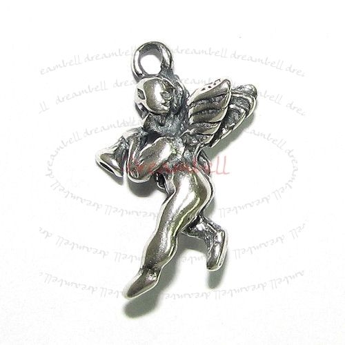 STERLING SILVER CUTE LITTLE ANGEL DANGLE CHARM 17.5mm  