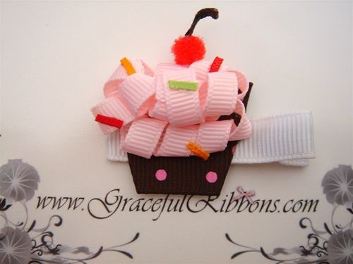 Character / Animal hair clips cupcake hair bow hairclip  