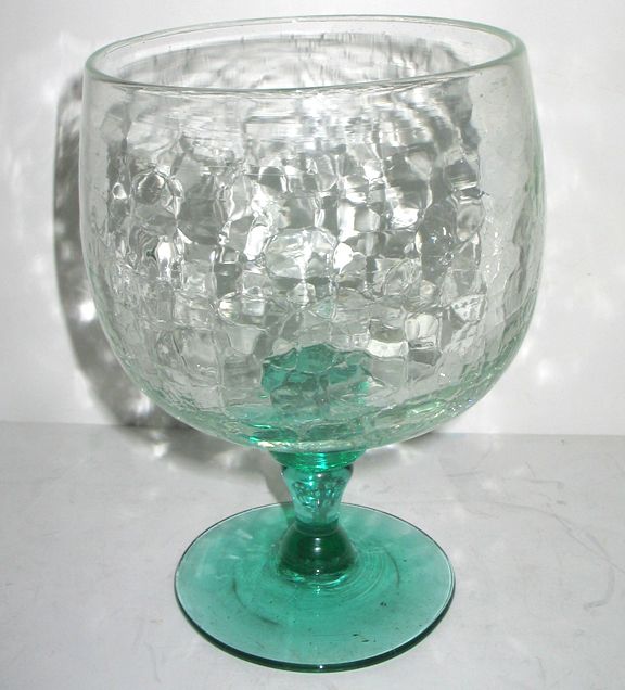 VINTAGE BLENKO NILE CRACKLE ART GLASS GIANT 8” GOBLET  