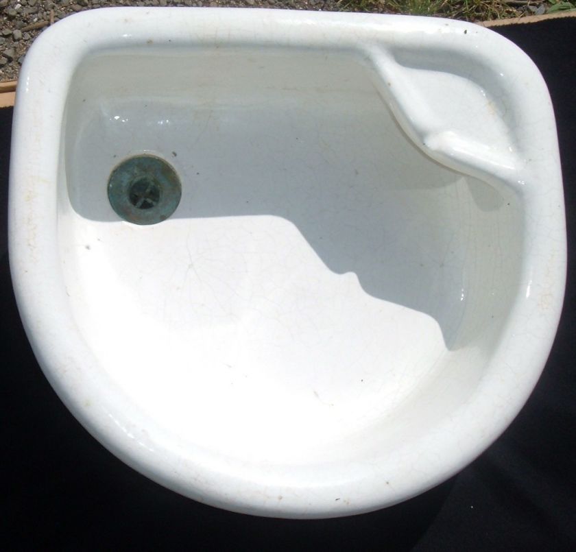 Antique Earthenware Bathroom Sink Glazed Vessel 4 of 7  