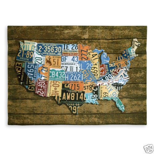 Map of America US USA Plates Art Wall Hanging Tapestry  