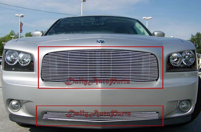   Charger Aluminum Billet Grille Grill Insert Combo Upper+Lower  