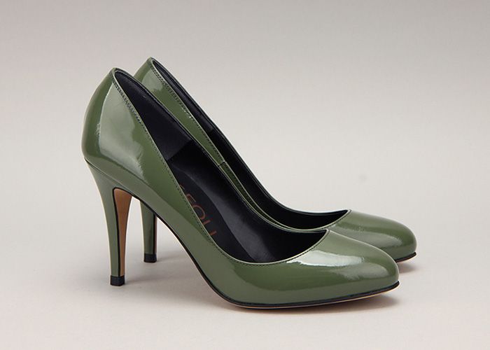 11252 Patent Leather Handmade Basic Pumps Heels Green US  