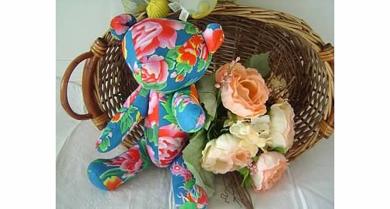 Handmade patchwork teddy bear stuffed animal doll  