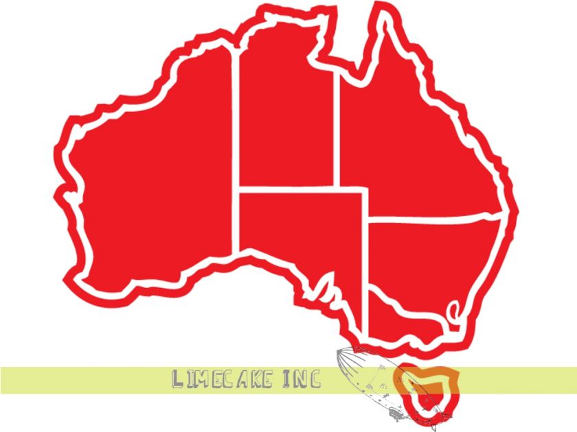 Red Australia Map Vinyl Decal Sticker   For Car or Bus  