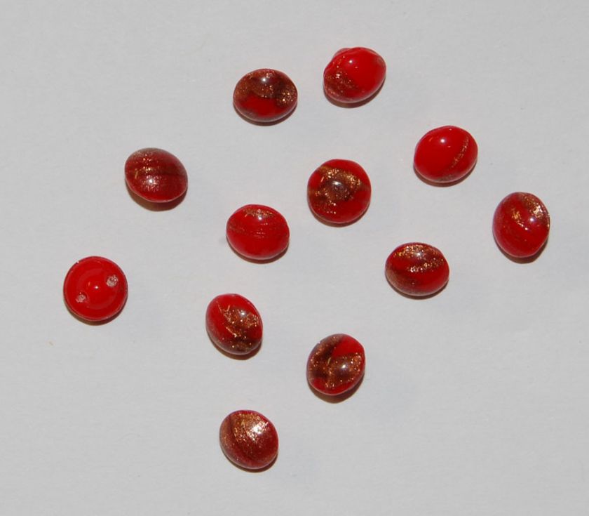 VINTAGE TINY RED GLITTER GLASS DOLL BUTTON ANTIQUE BEAD  