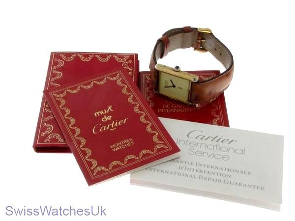 MUST DE CARTIER TANK WATCH GOLD PLATED SILVER Shipped from London,UK 