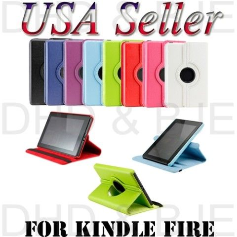  Kindle Fire 360 Degree Rotating Leather Case Cover Choose from 