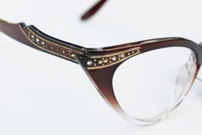   VINTAGE STYLE CAT EYE BROWN FRAMES CLEAR LENS WOMEN EYEGLASSES GLASSES