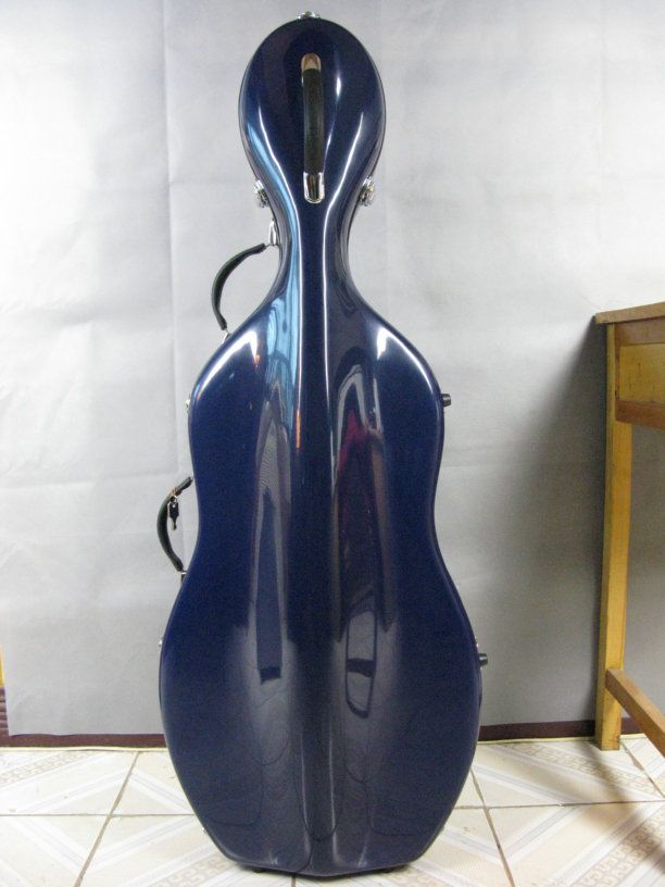 New 3/4 blue fiberglass cello hard case with wheells  