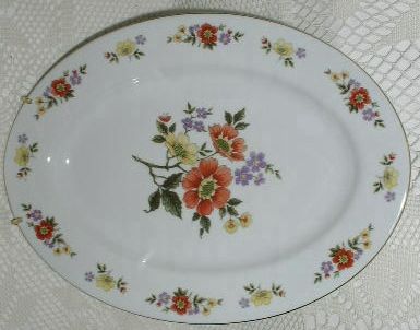 Dynasty Fine China Dalian Platter Rust Yellow Flowers  