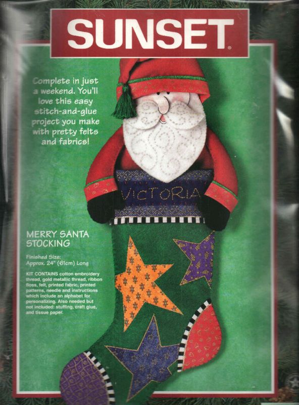 Christmas Stocking KIT Sunset Merry Santa PERSONALIZED  