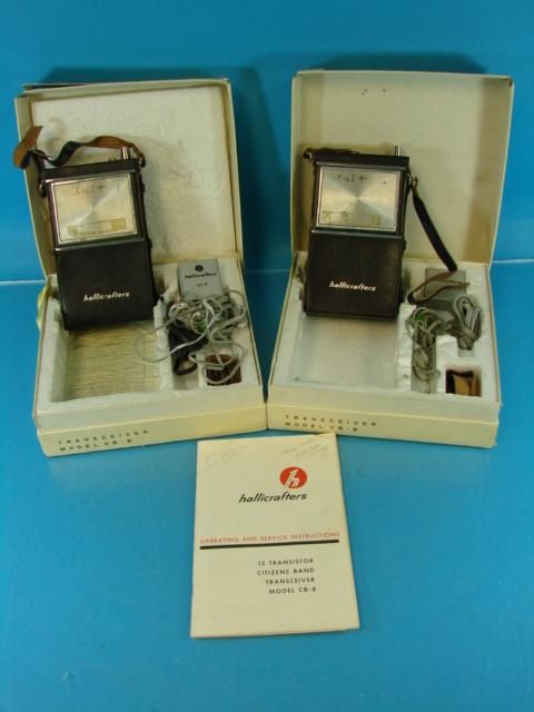 RARE 2 Hallicrafters CB 8 Citizen Band Walkie Talkies +Original Boxes 