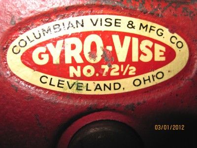 Vintage Gyro Vise No. 72 1/2 Bench Vise  Columbian Vise And Mfg. Co 