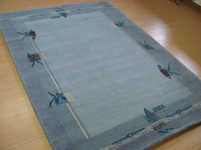 HAND CRAFTED CONTEMPORARY TIBETAN RUG 4.6X6.7 J.BLUE  