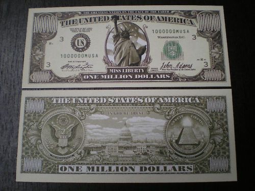 Novelty One Million Dollar Bills $1,000,000 PRANK/GAG  