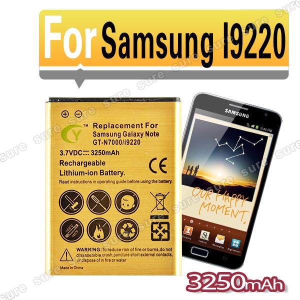 3250mAh HIGH Capacity Gold Battery for Samsung Galaxy Note GT N7000 