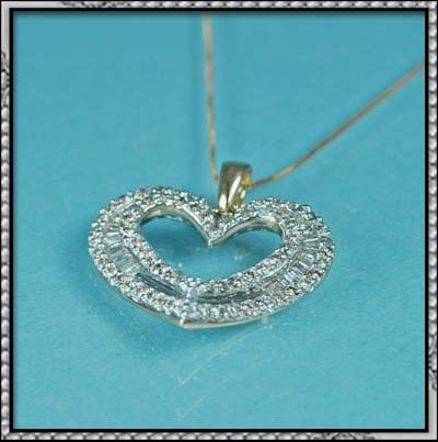 NEW 1.00CT REAL DIAMOND PENDANT 10K GOLD HEART DESIGN  