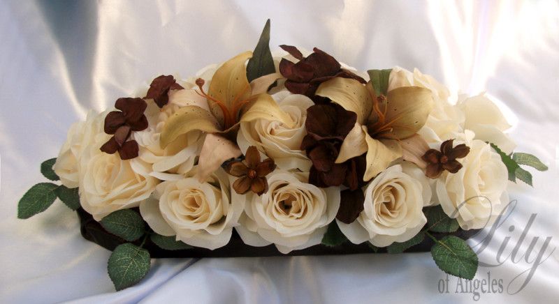 Altar Centerpiece Wedding Decoration Flower BROWN IVORY  