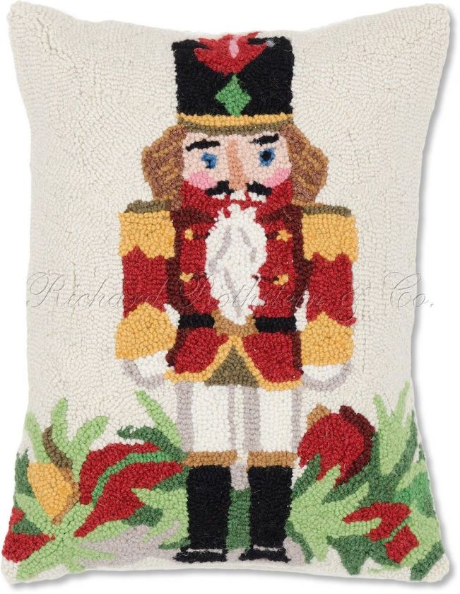 Decorative White Christmas Nutcracker Holiday Pillow 14 x 18  