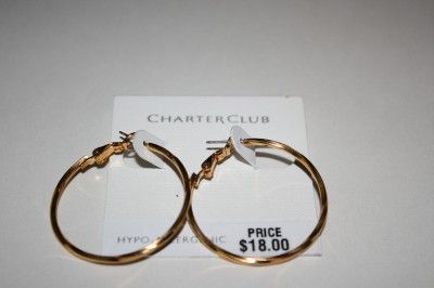 NWT Macys Gold Toned Charter Club Hoop Earrings  