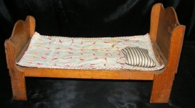   Chestnut Wooden Baby Doll Bed Cradle w/ Cover Blanket & Pillow  