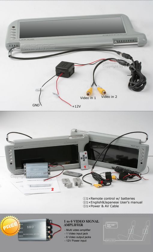   2x12.2LCD Sunvisor Overhead Flip Down Monitor Screen Free Ship  