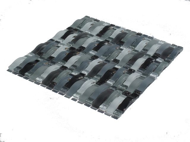 Gray Curved Mosaic Glass Tile / 22 sq ft / Kitchen Backsplash Bathroom 